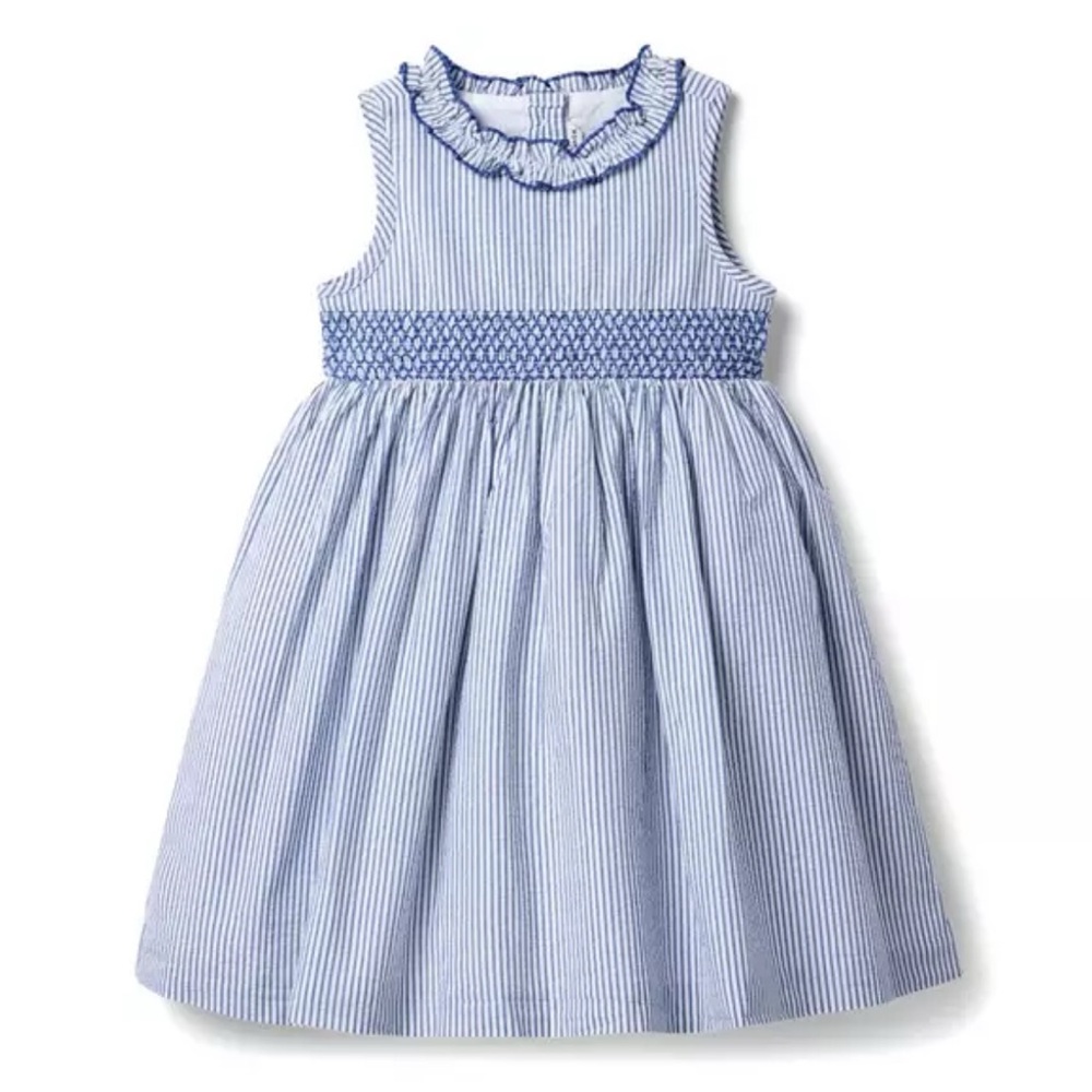 Janie and Jack Striped Seersucker Ruffle Collar Dress Size 12 - 18 months
